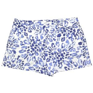 Ann Taylor LOFT Women’s 4 Blue & White Leopard Print Shorts Linen Blend Summer